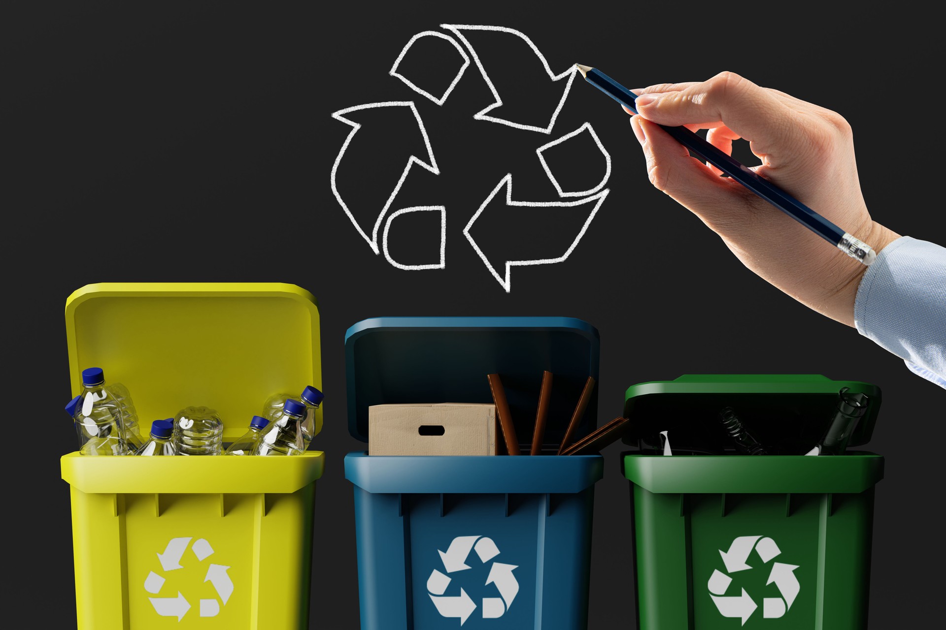 Waste bins for segregation.