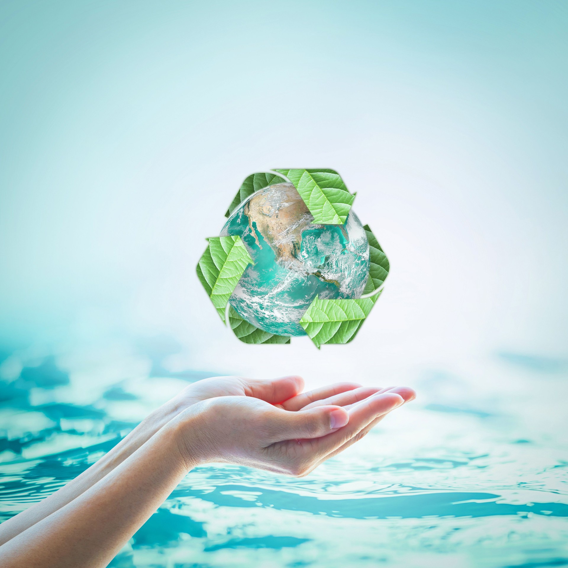 Waste water recycle, eco friendly and saving biological sustainability concept: Elements of this image furnished by NASA