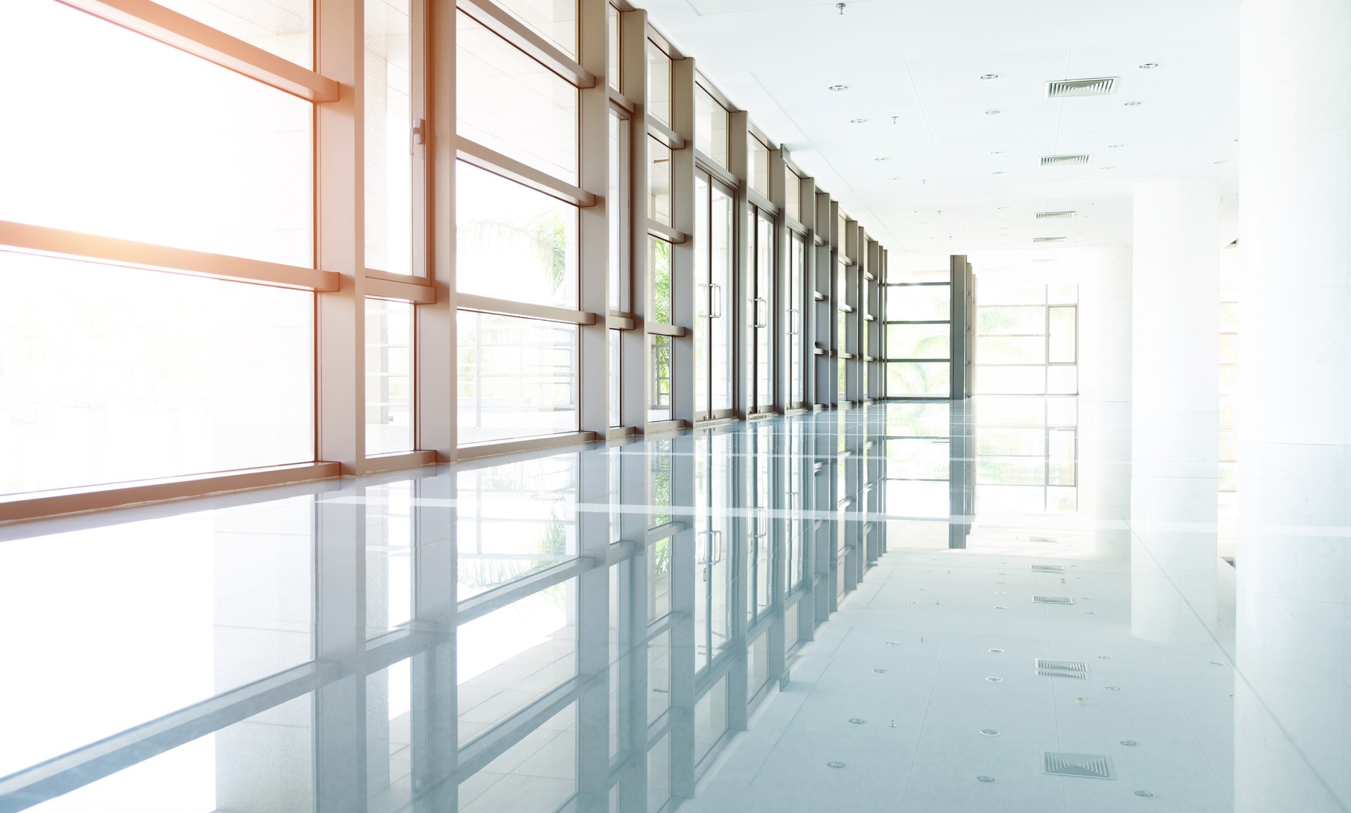 Empty corridor in the modern office building